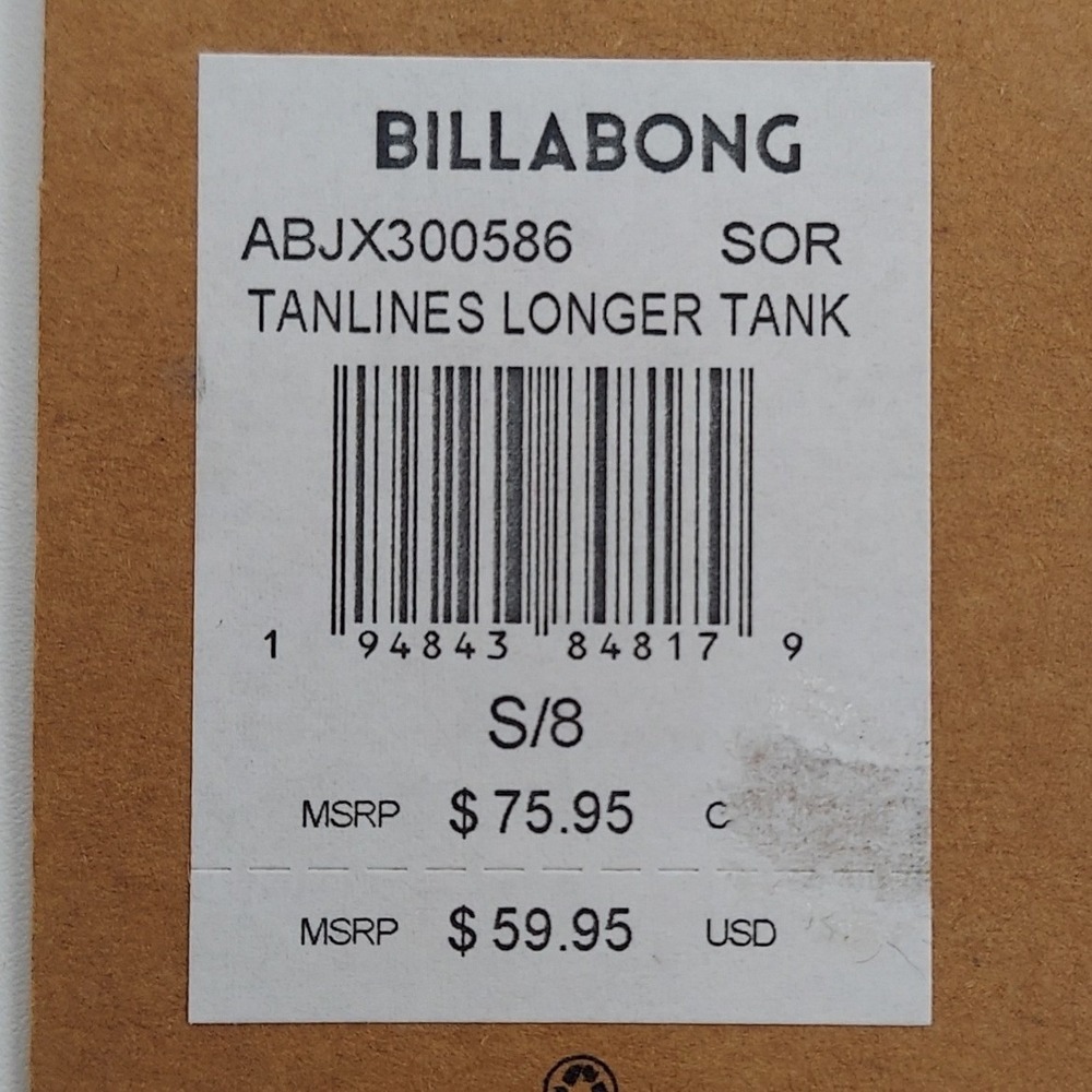 Billabong Bikini Top Womens S/8 Peach Brand New Ribbed Tanlines Longer Tank - Picture 9 of 9